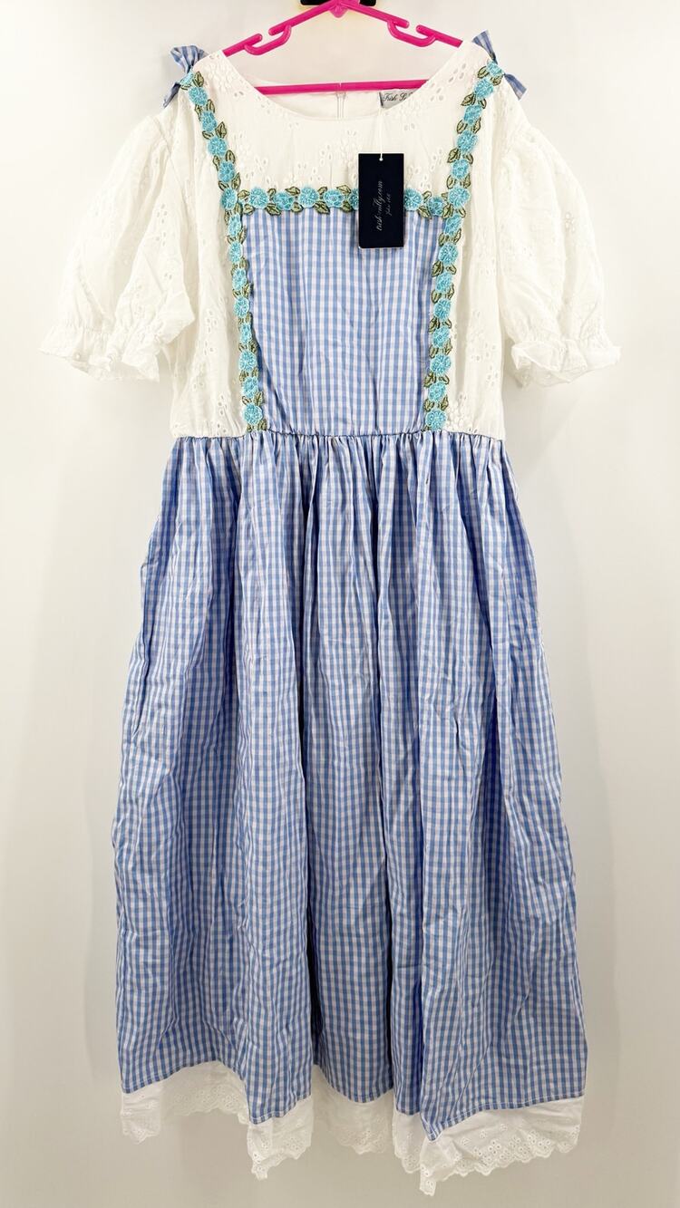 Trish Scully Dress Girls XL Dorothy Costume Wizard of Oz Gingham Halloween NWT